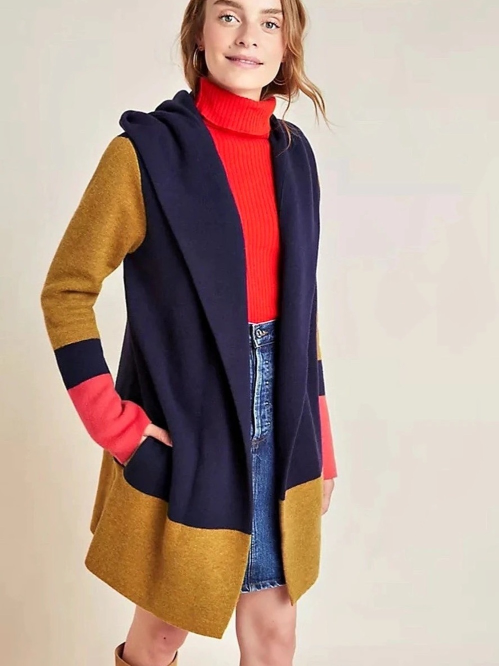 Field Flower color block wool cardigan - size medium